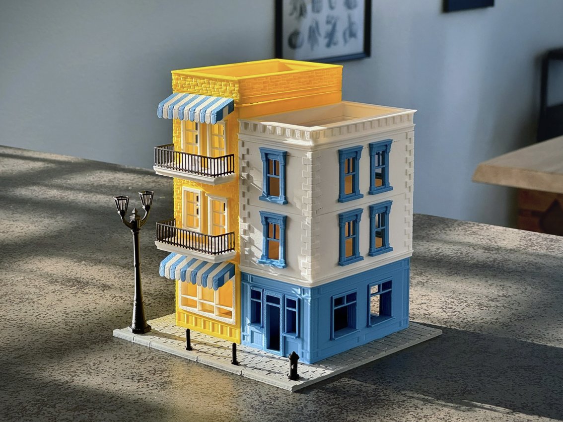 Casa colorida tipo Lego impresa en 3D
