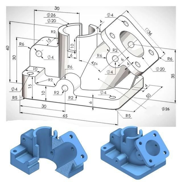 Pieza mecánica funcional impresa en 3D